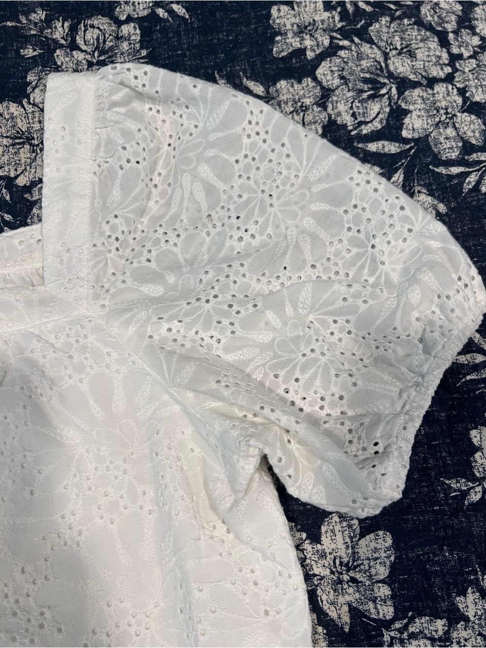 LOFT White Eyelet Square-Neck Puff Sleeve Top - Picture 3 of 5